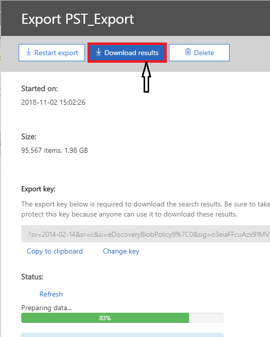 Download backup office 365 to local storage