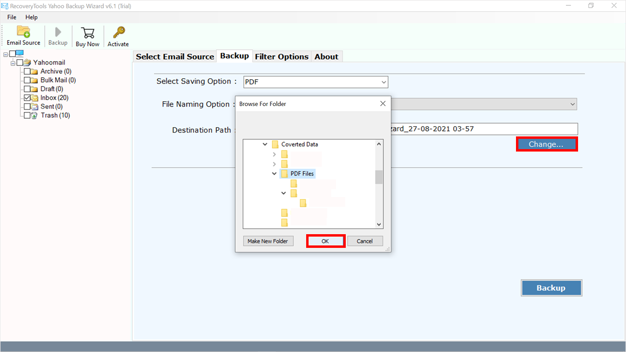 location for saving the output