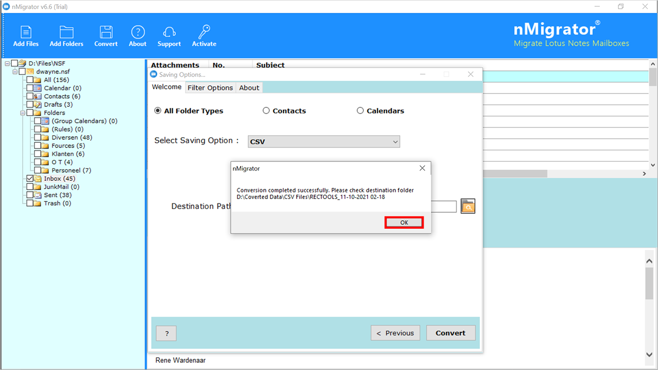 export Lotus Notes database to CSV