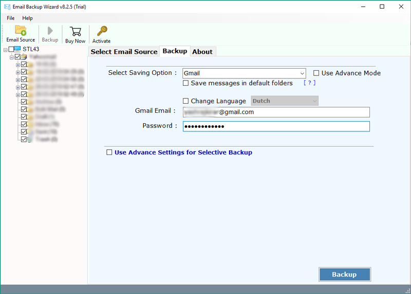 Enter Gmail account credentials