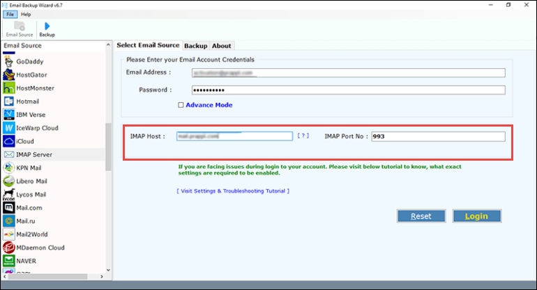 Imap options