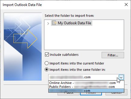 select the folder to Export Gmail Contacts to Outlook