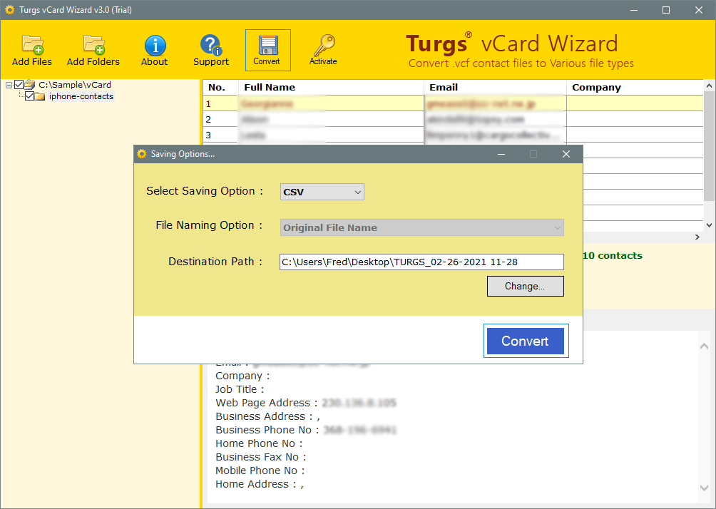 convertir vcf en csv