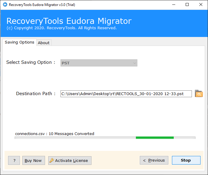 start to export eudora address book to outlook