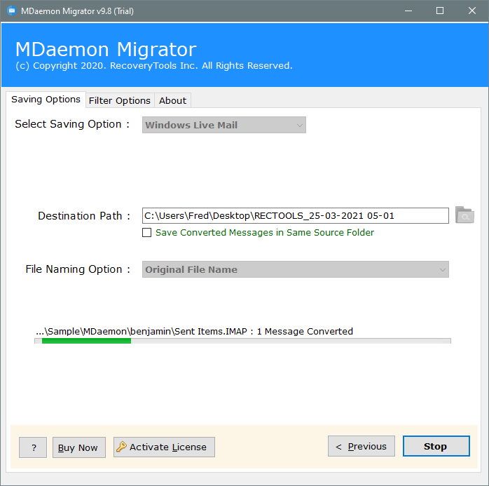 MDaemon to Windows Live Mail Conversion process