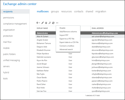 exchange admin center