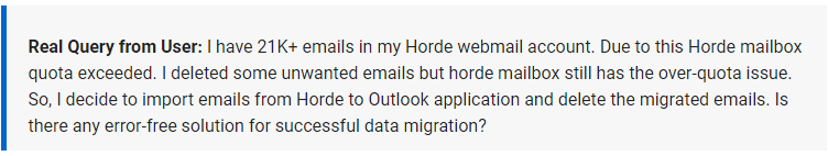 user query for horde to pst