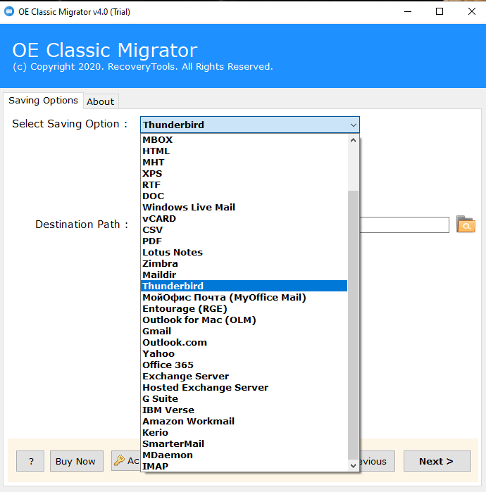 Export OE Classic to Thunderbird