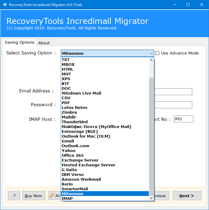 incredimail to mdaemon