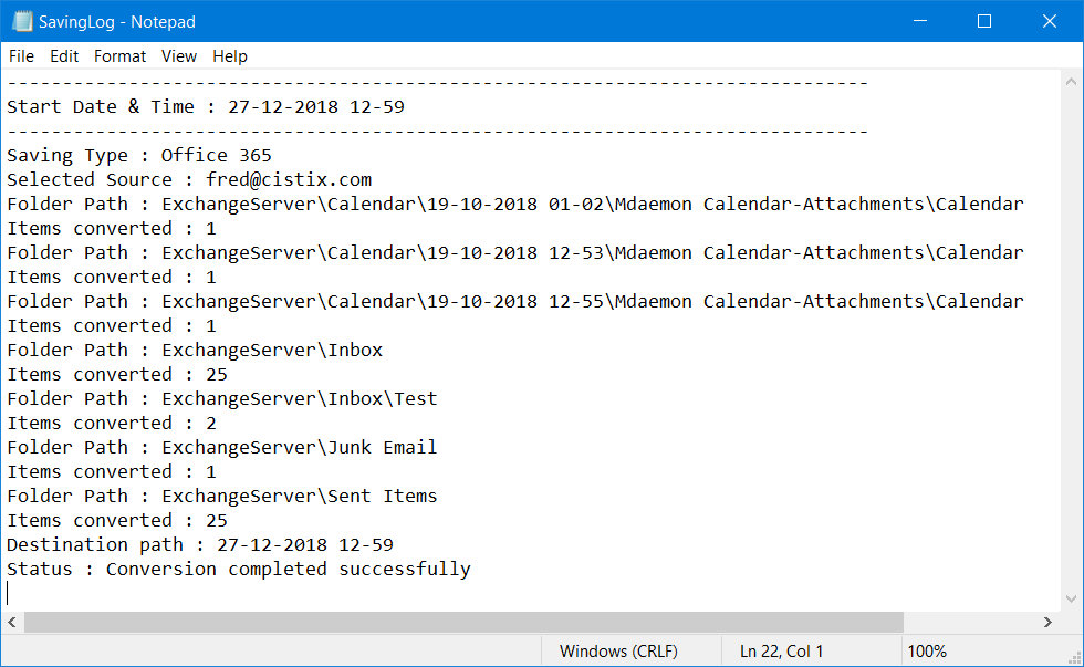 report to migrate Exchange mailbox to Office 365