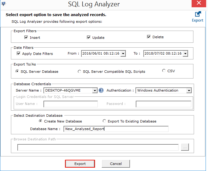 export database