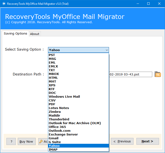 myoffice mail to yahoo migration