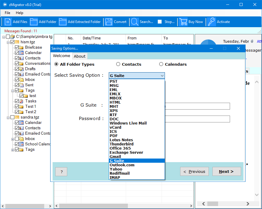 zimbra to g suite