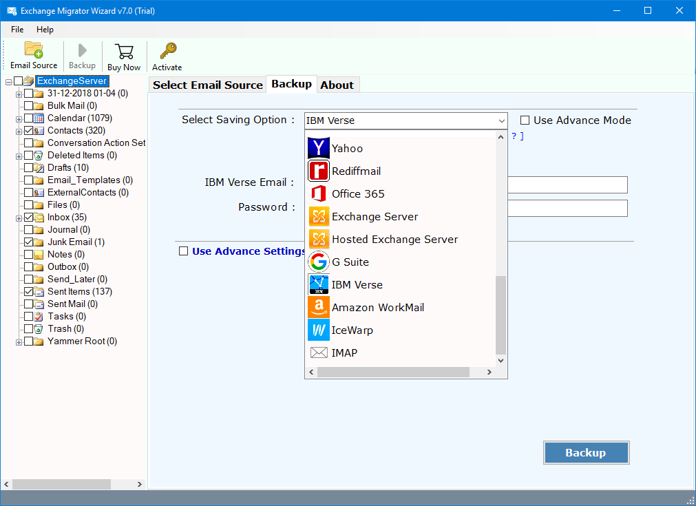 Exchange to ibm verse