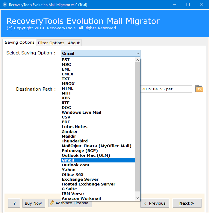 evolution mail to g suite