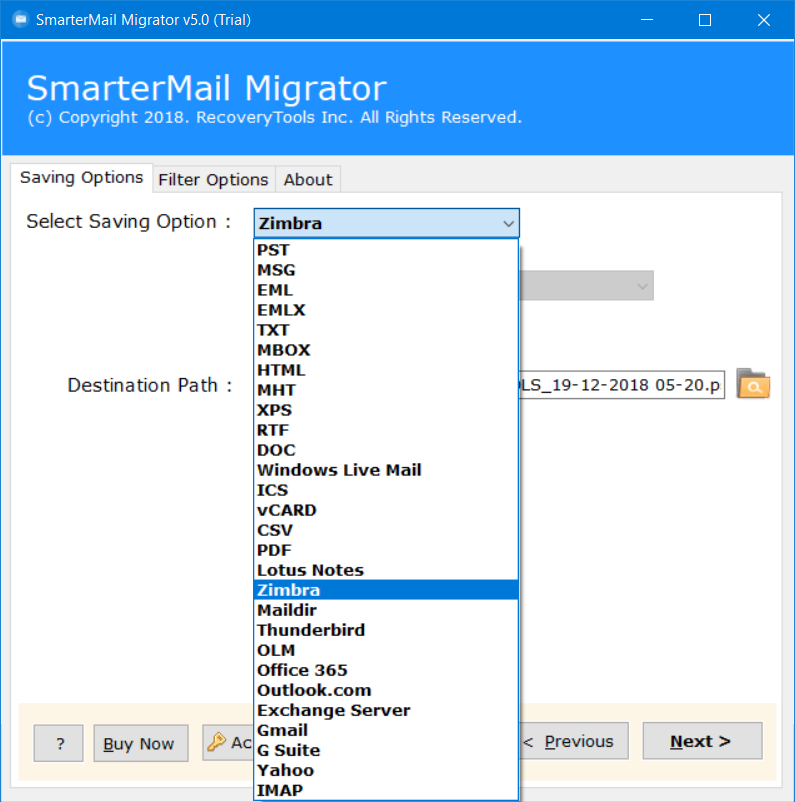 smartermail to zimbra