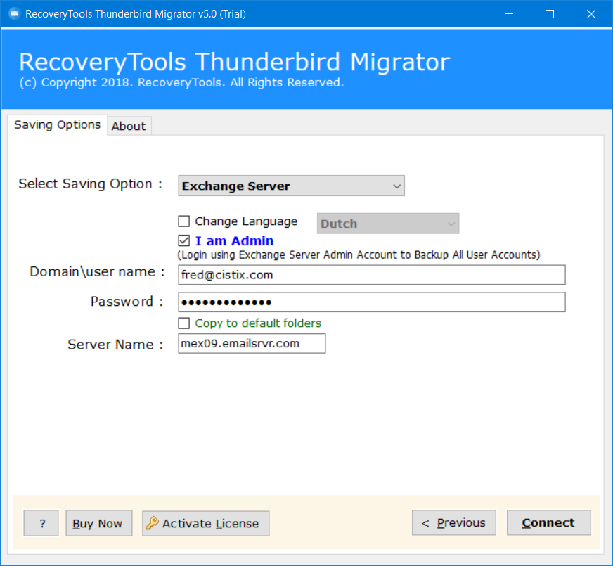 Thunderbird to Exchange 2016 migration options