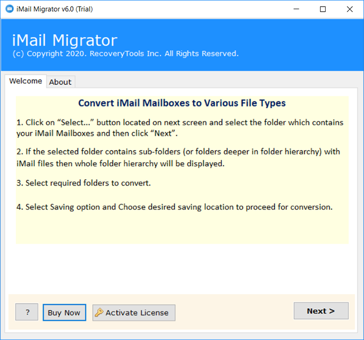 launch tool to convert imail to outlook