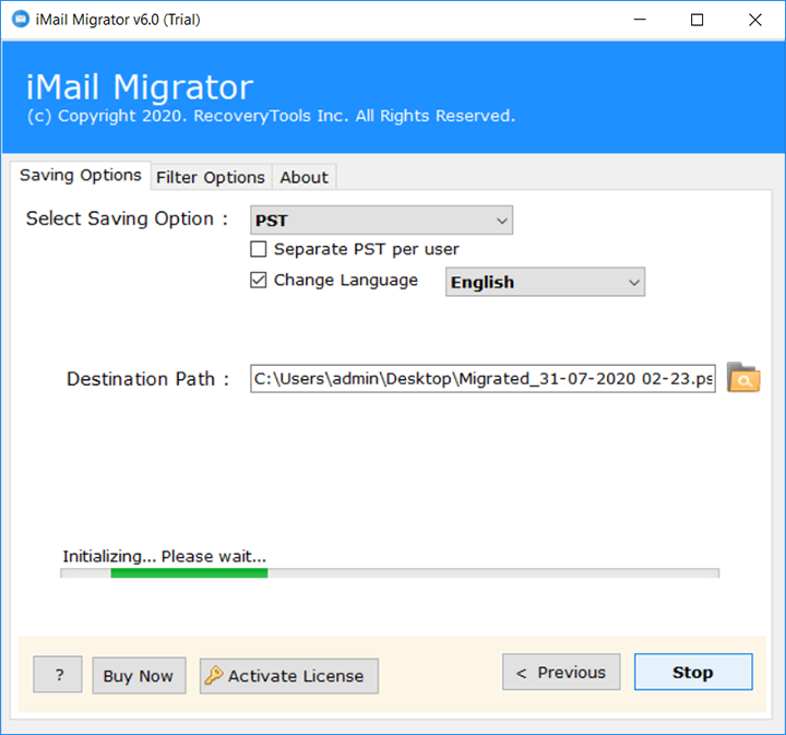 select destination path to export imail to pdf