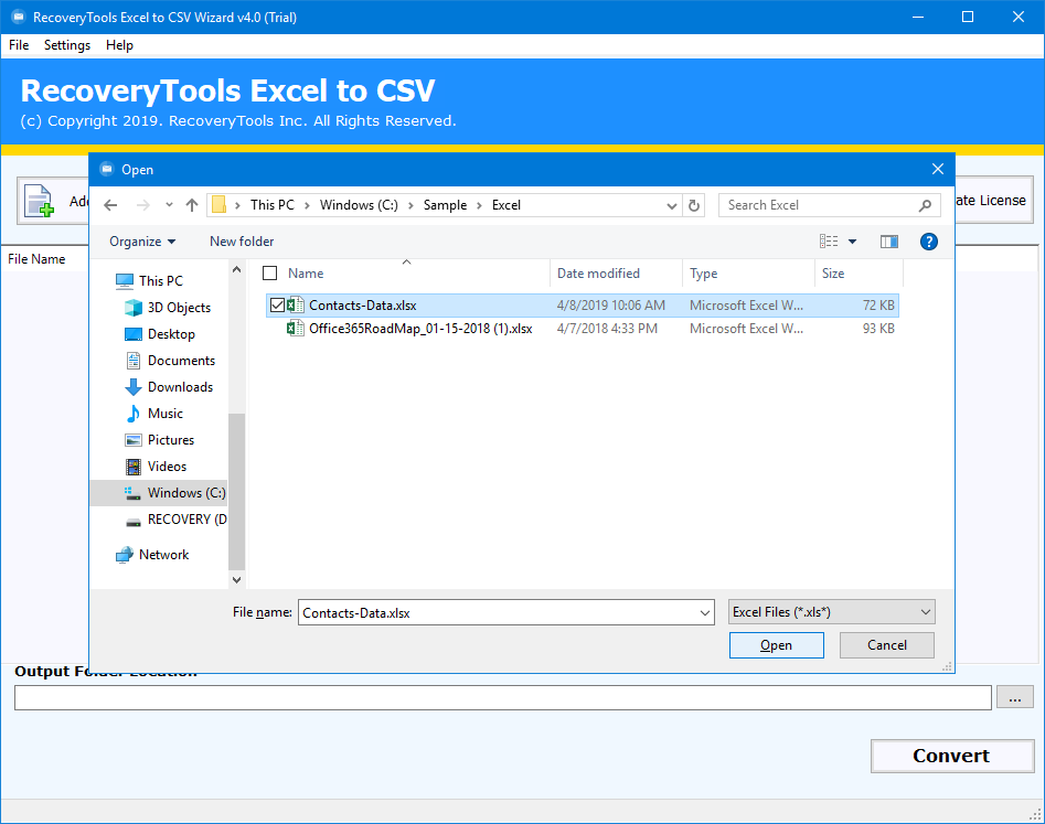 browse excel file