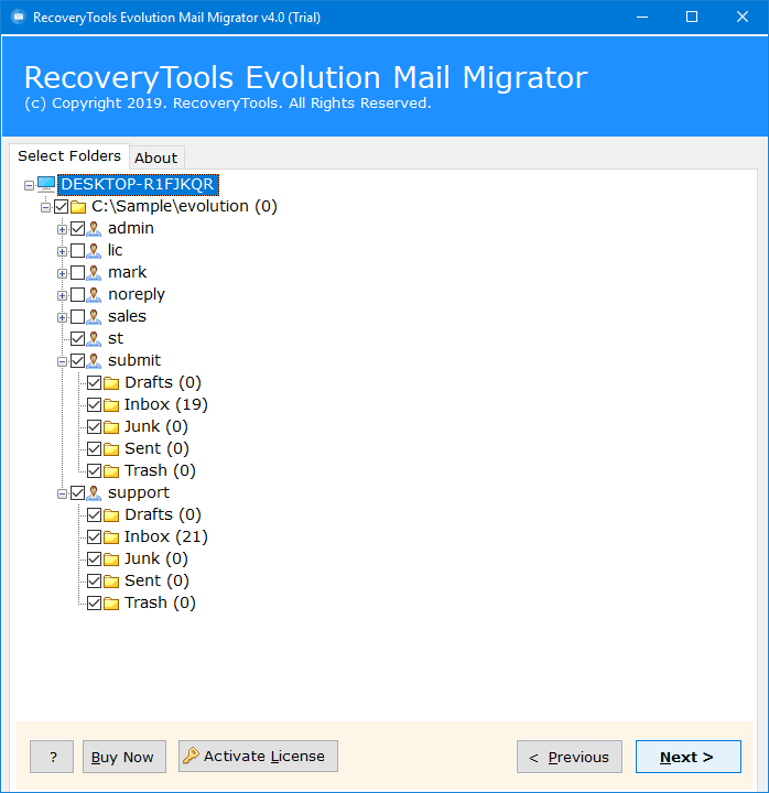 choose required mailbox items