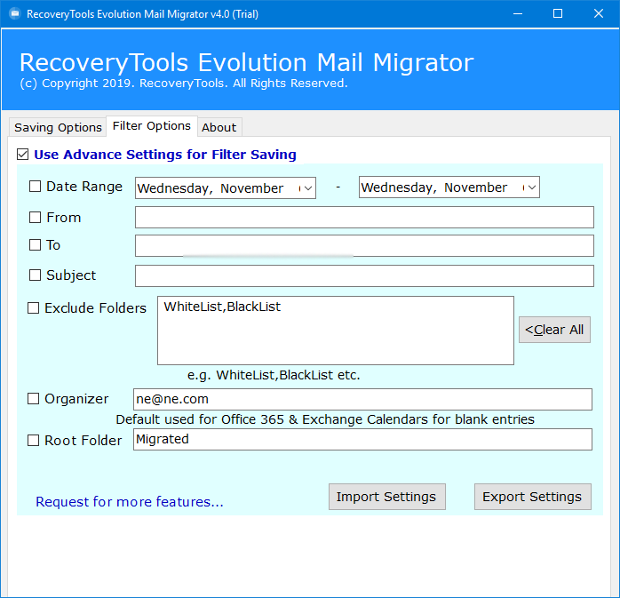 evolution connect to exchange server