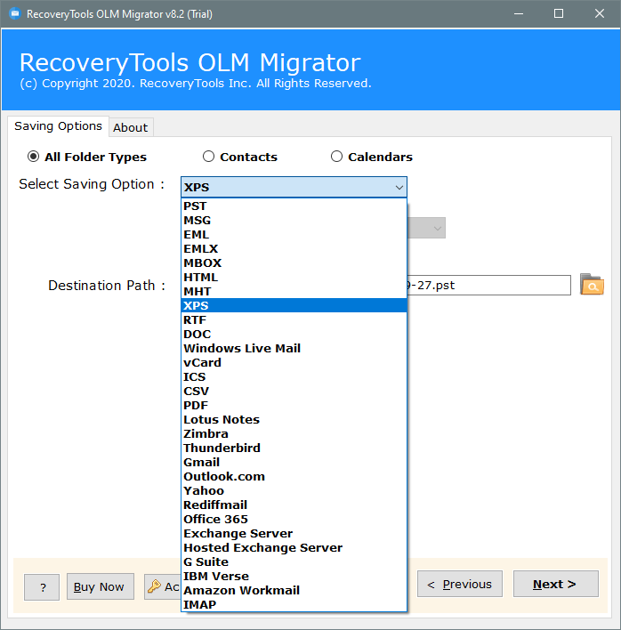 olm to xps converter