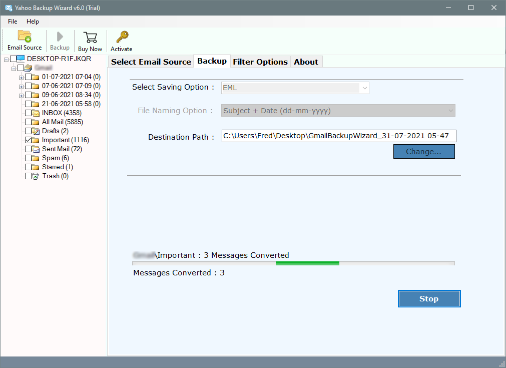 yahoo mail export to eml