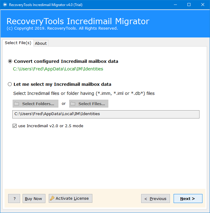 backup incredimail manually