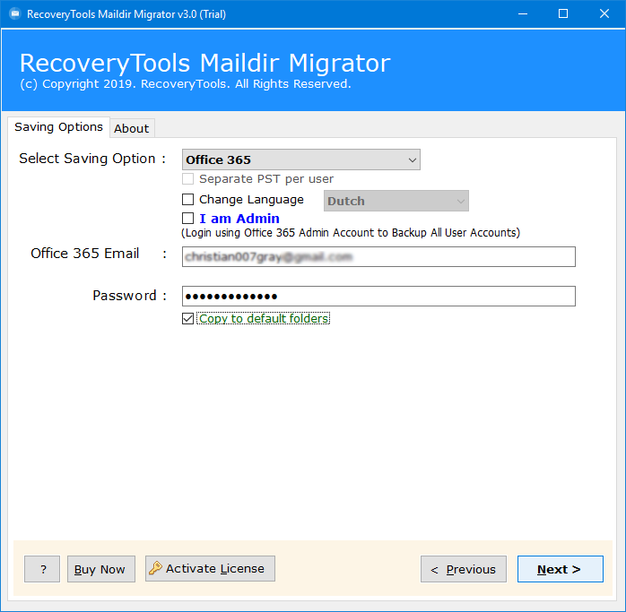 import maildir to office 365