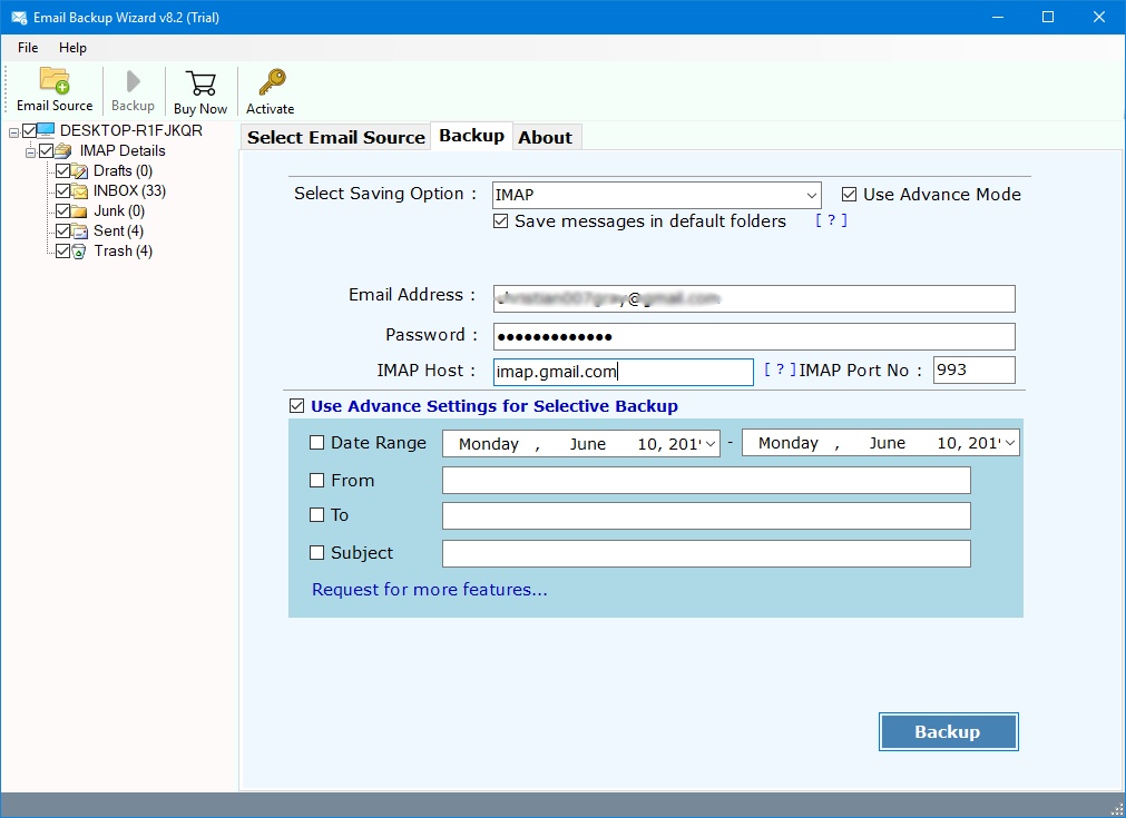 enter webmail details