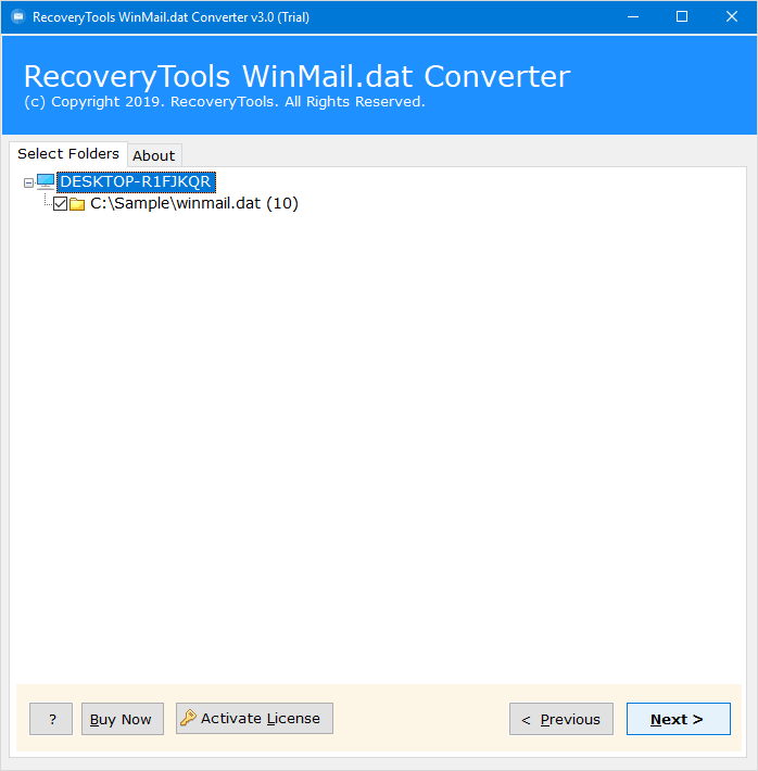 choose required files to convert Winmail.dat to Zimbra