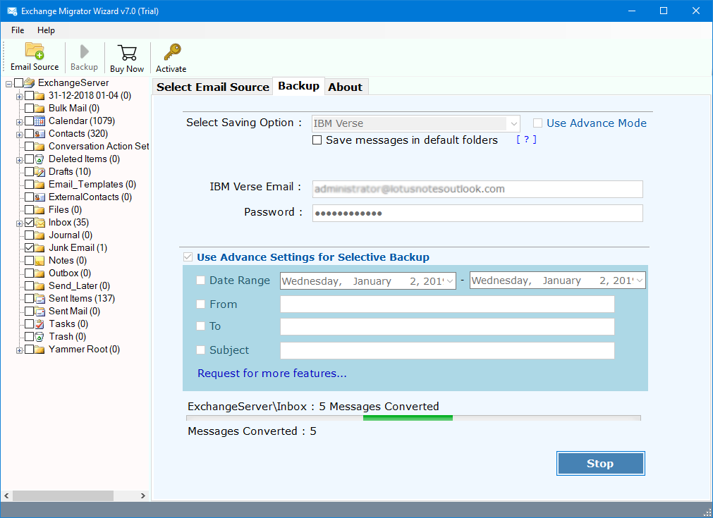 exchange to ibm verse migration