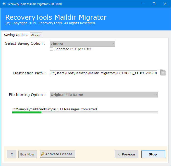 transfer maildir archives to zimbra