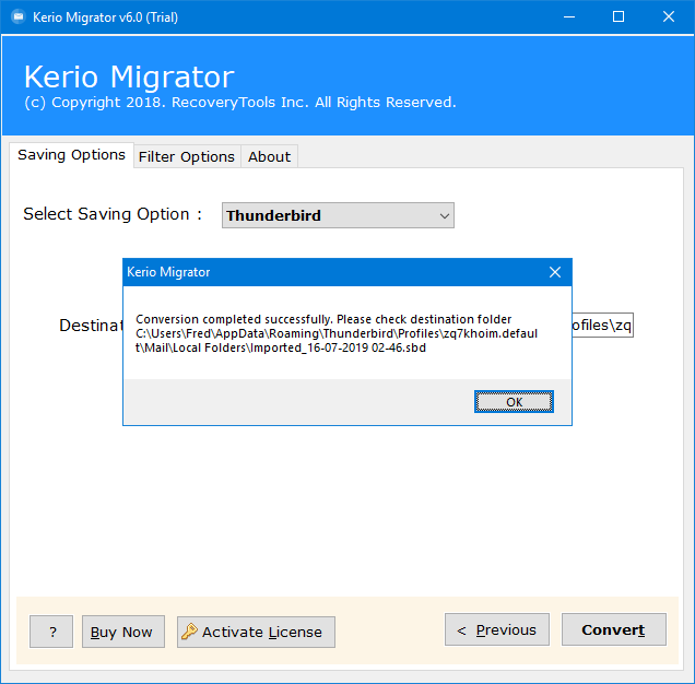 export kerio emails to thunderbird