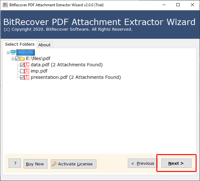 select folders to export embedded files from pdf