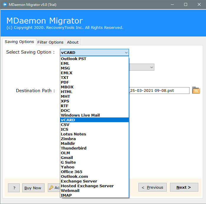 convert mdaemon to vcard file