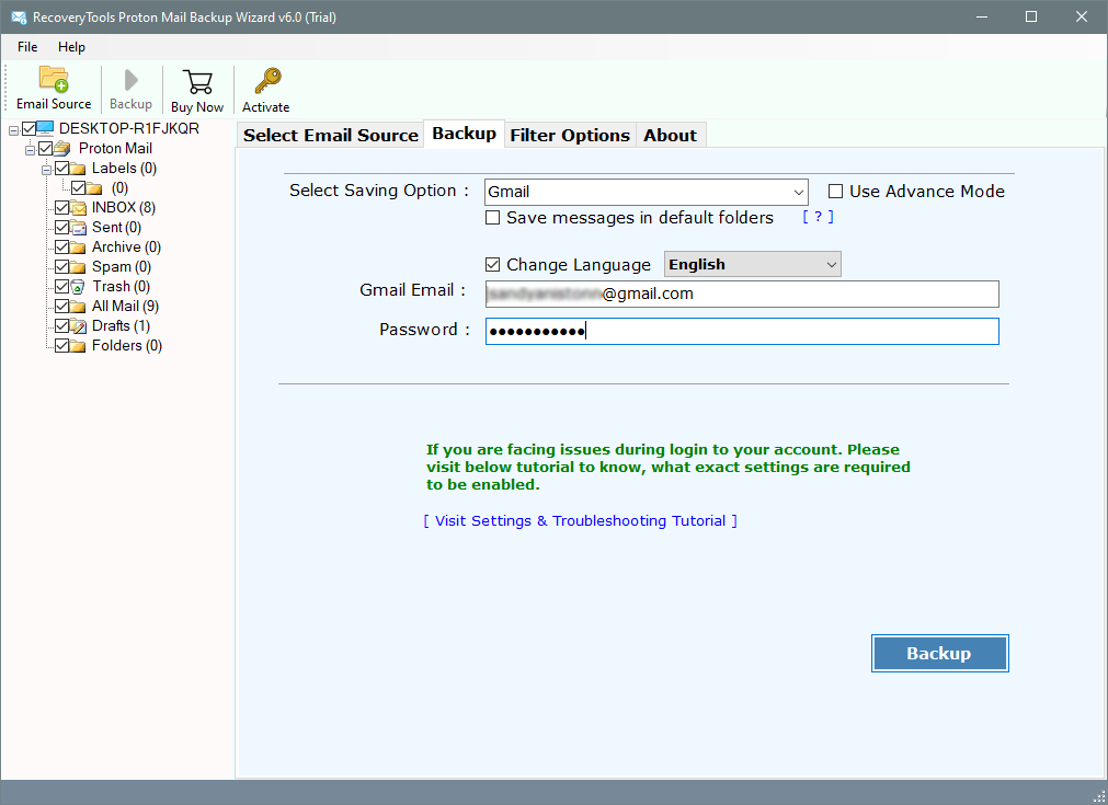 migrate protonmail emails to gmail