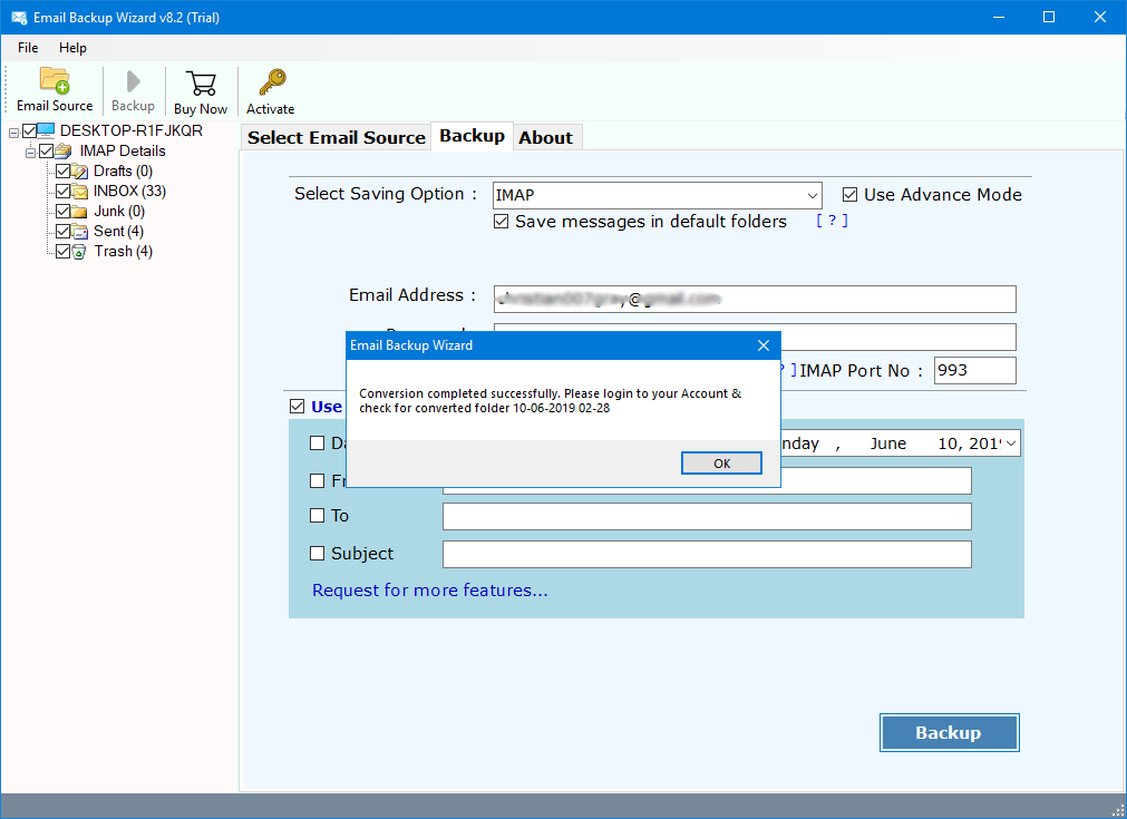 inmotion email backup wizard