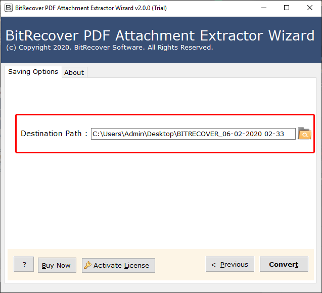 select destination path to save embedded files from pdf