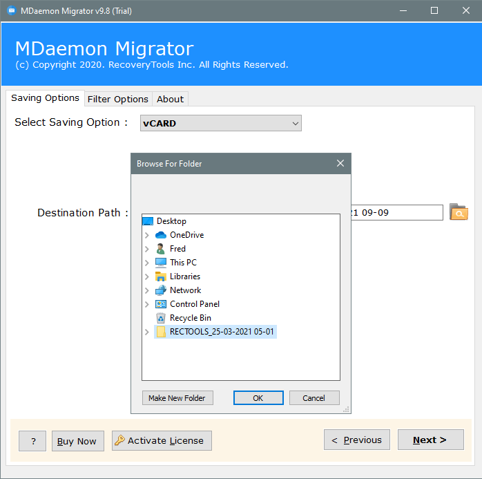 setup mdaemon to vcf file