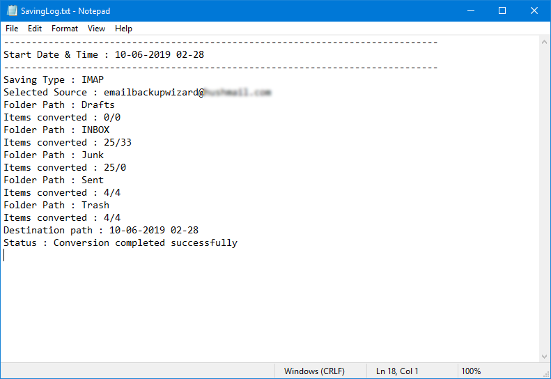 saving log report