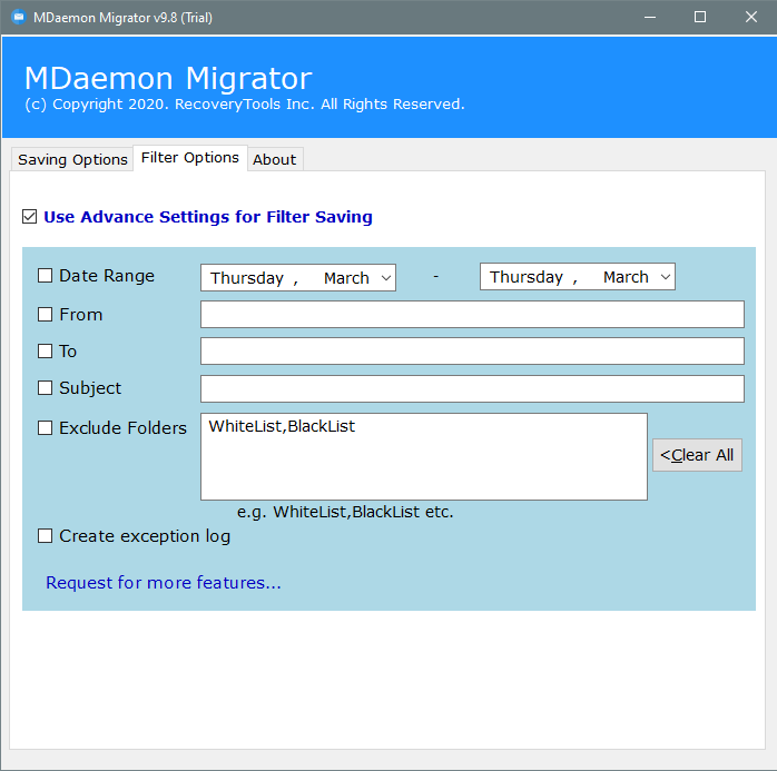 apply filters for mdaemon contacts to vcard file