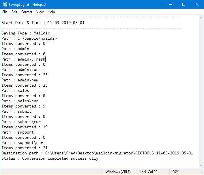 SavingLog report