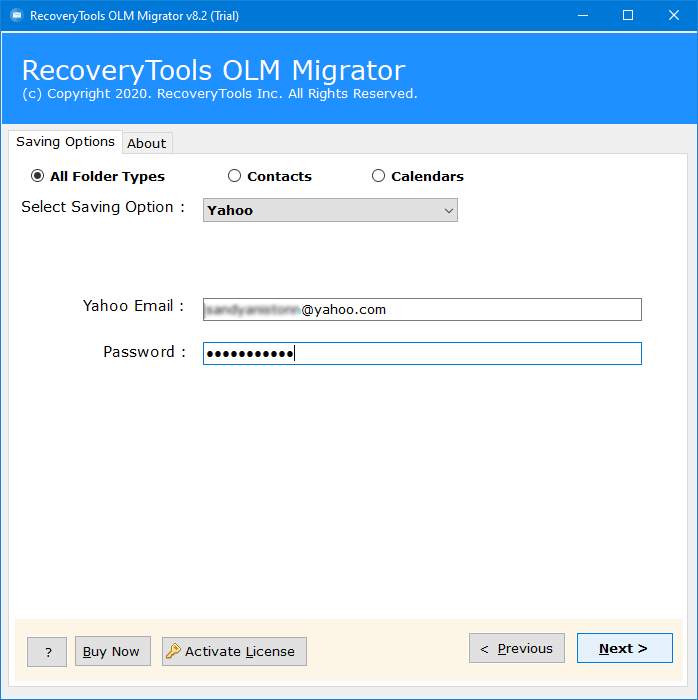 OLM to Yahoo Mail converting tool