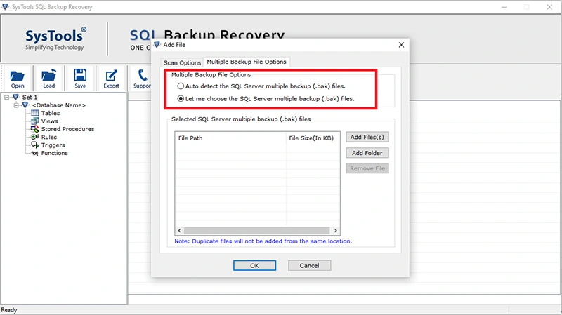 choose multiple backup selection option.